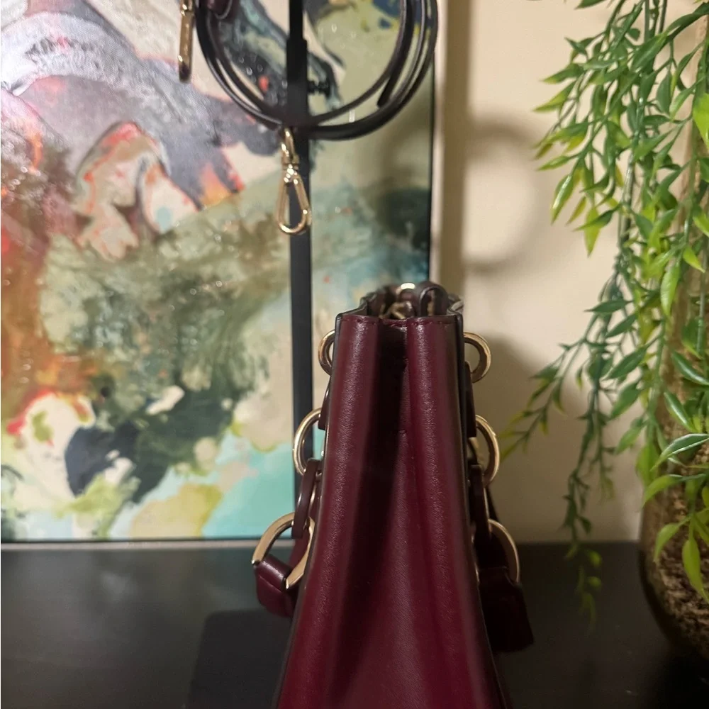 Michael Kors Burgundy Clutch with Gold Accents - Picture 5 of 7